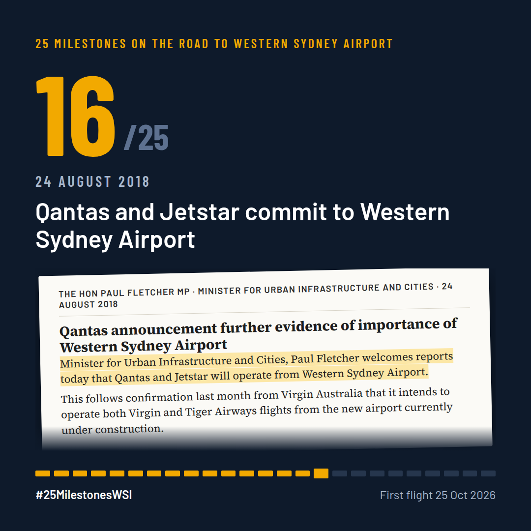 Crop of Paul Fletcher media release "Qantas announcement further evidence of importance of Western Sydney Airport"