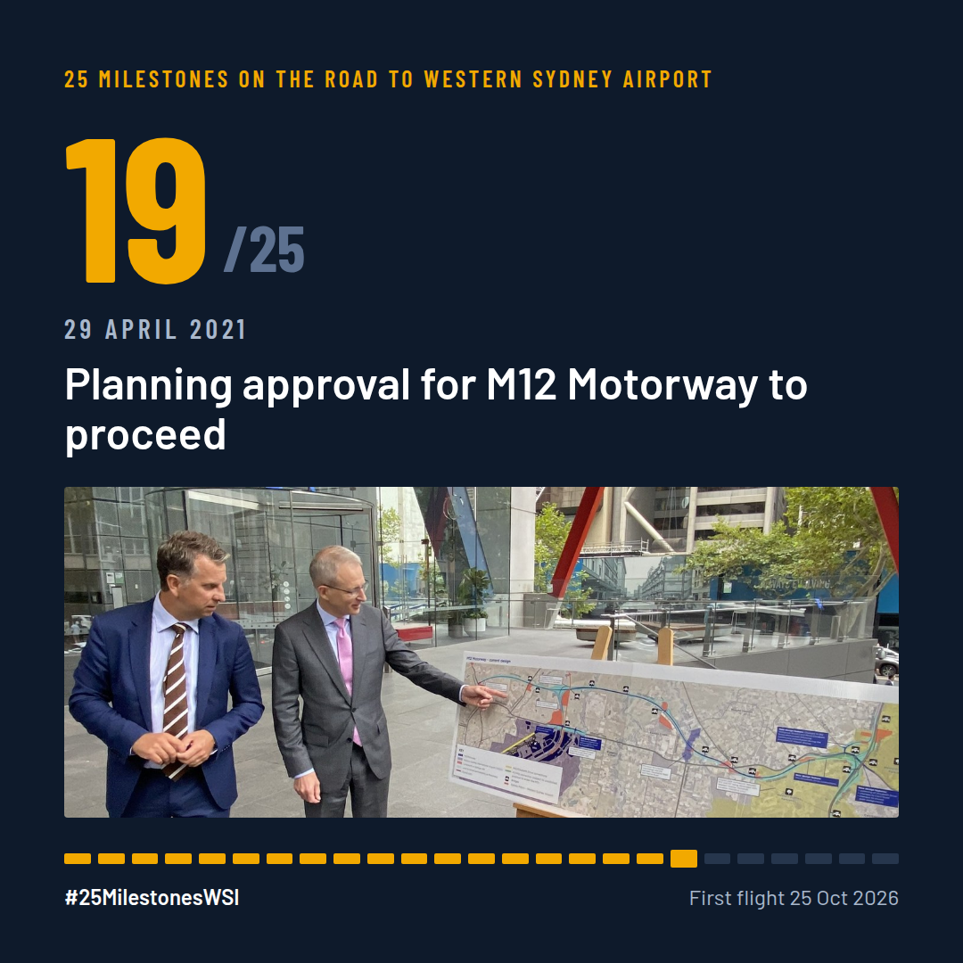 photo with NSW Transport Minister Andrew Constance at the M12 map (taken 11 March 2021, at the design announcement)